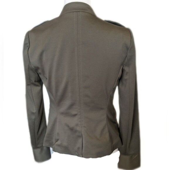 The Limited olive green military style jacket, shoulder pads, gold buttons XS - Picture 3 of 7